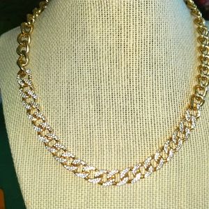 Gold Plated Mens Miami Cuban Link Cubic-Zirconia necklace